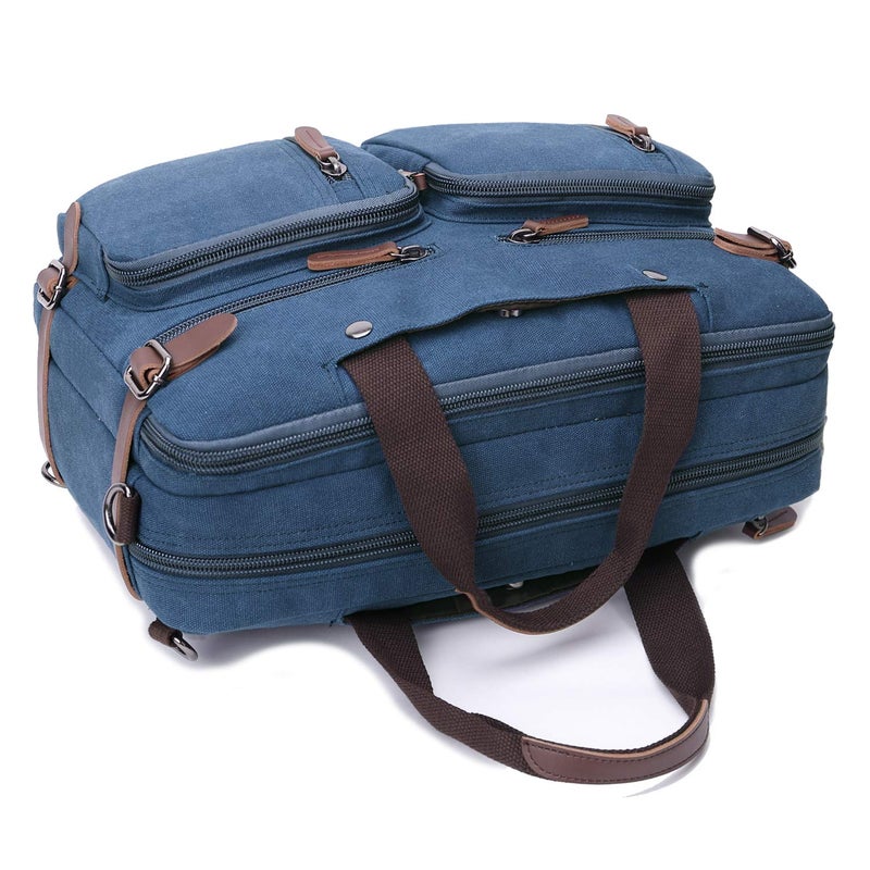 CROCOD 3 in 1 Convertible Laptop Backpack, 17.3 inch Messenger Bag for Men, Multi-Functional Travel Laptop Bag for College Men Women (17.3 Inch, Blue) - Image 2
